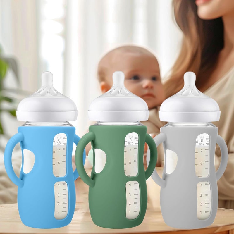 BUSOHA 3 Pack Silicone Sleeves for Avent Natural Baby Bottles - Drop Protection Baby Bottle Holder with Handle Compatible with Philips Avent Anti Colic Baby Bottles,8 Ounce - Image 4